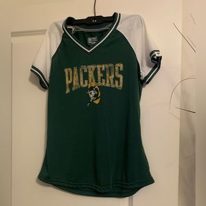 Green and white Green Bay packers sports tee